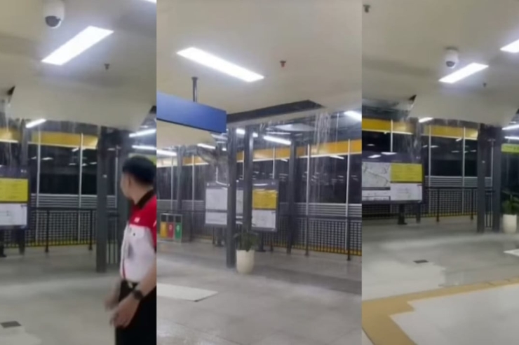 Gegara Hujan Atap Bangunan Stasiun Cawang LRT Jebol