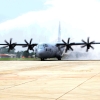 Pesawat Kelima Super Hercules Disambut Water Salute di Jakarta